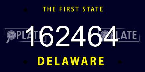 162464 Delaware License Plate