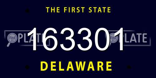 163301 Delaware License Plate