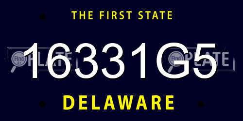 16331G5 Delaware License Plate
