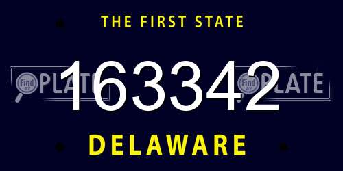 163342 Delaware License Plate