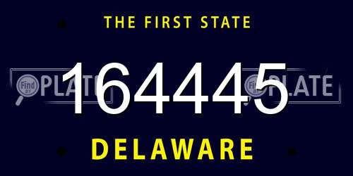 164445 Delaware License Plate