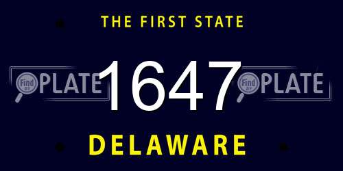 1647 Delaware License Plate