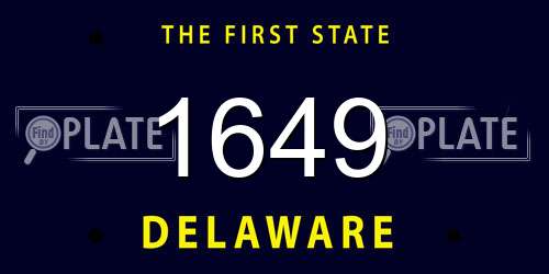 1649 Delaware License Plate