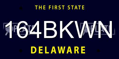 164BKWN Delaware License Plate