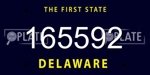 165592 Delaware License Plate