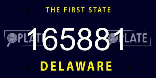 165881 Delaware License Plate