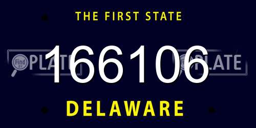 166106 Delaware License Plate