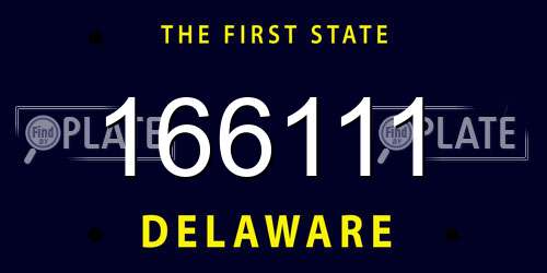 166111 Delaware License Plate