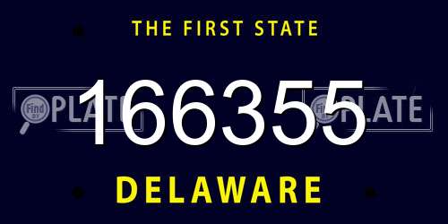 166355 Delaware License Plate