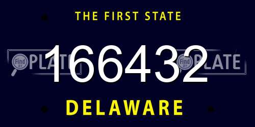 166432 Delaware License Plate