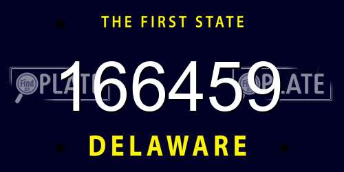 166459 Delaware License Plate
