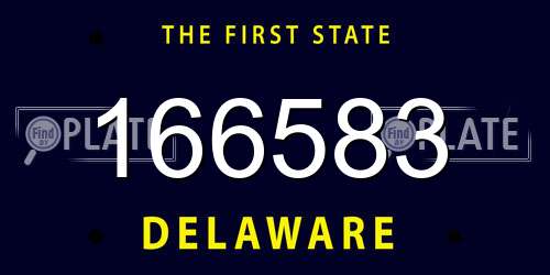 166583 Delaware License Plate