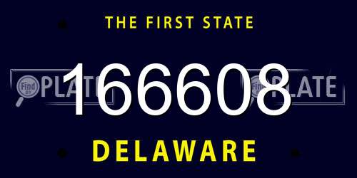 166608 Delaware License Plate
