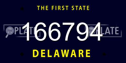 166794 Delaware License Plate