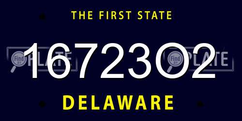 16723O2 Delaware License Plate