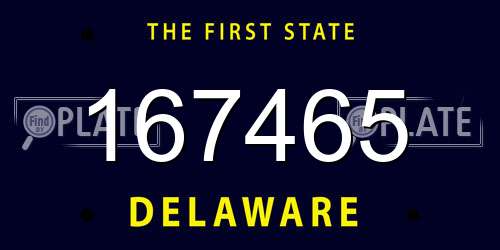 167465 Delaware License Plate