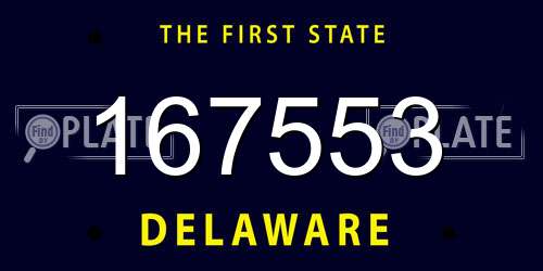 167553 Delaware License Plate