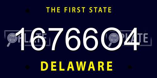 16766O4 Delaware License Plate