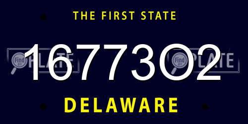 16773O2 Delaware License Plate