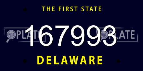 167993 Delaware License Plate