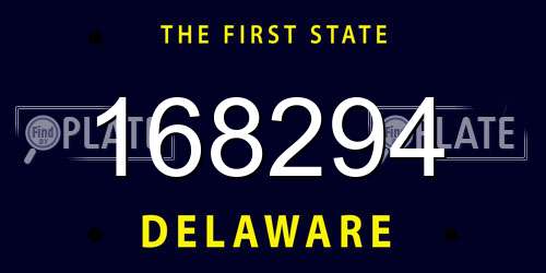 168294 Delaware License Plate