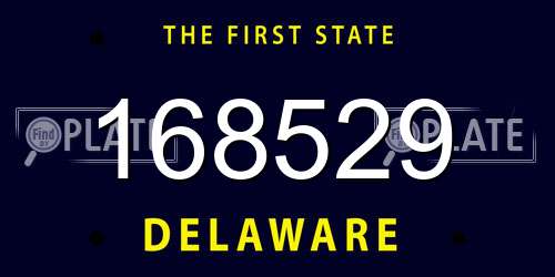 168529 Delaware License Plate