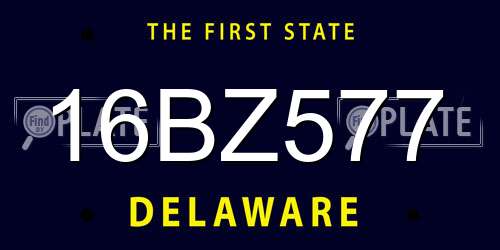 16BZ577 Delaware License Plate