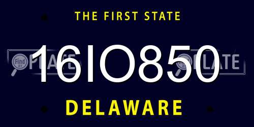 16IO850 Delaware License Plate