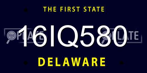 16IQ580 Delaware License Plate