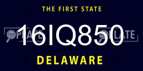 16IQ850 Delaware License Plate