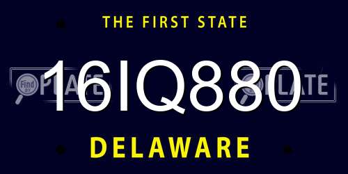 16IQ880 Delaware License Plate