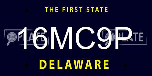 16MC9P Delaware License Plate