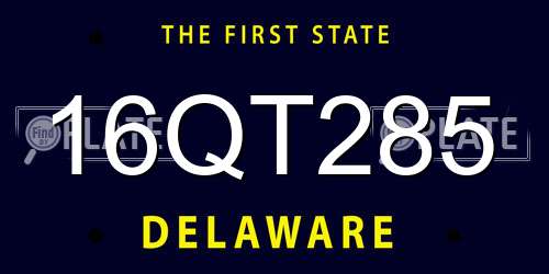 16QT285 Delaware License Plate