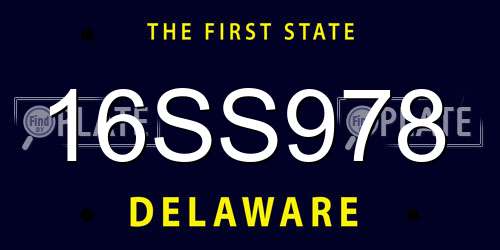 16SS978 Delaware License Plate