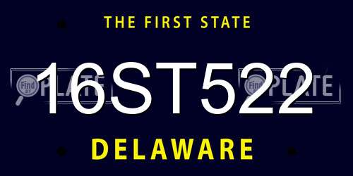 16ST522 Delaware License Plate