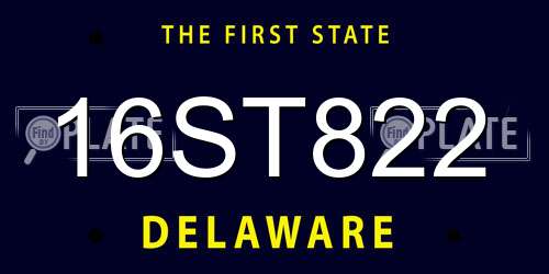 16ST822 Delaware License Plate