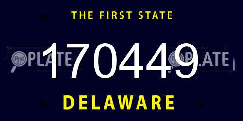 170449 Delaware License Plate