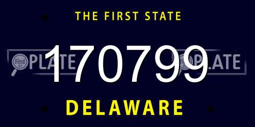 170799 Delaware License Plate