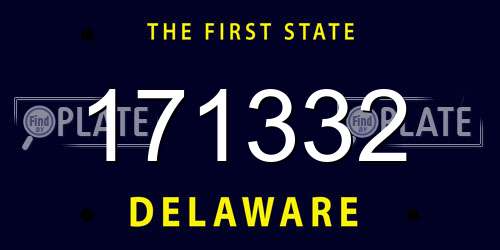 171332 Delaware License Plate