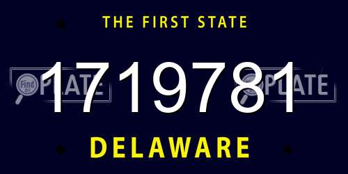 1719781 Delaware License Plate