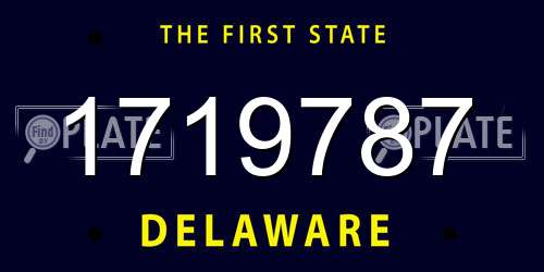 1719787 Delaware License Plate