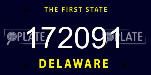 172091 Delaware License Plate