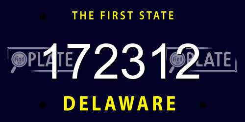 172312 Delaware License Plate