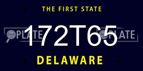 172T65 Delaware License Plate