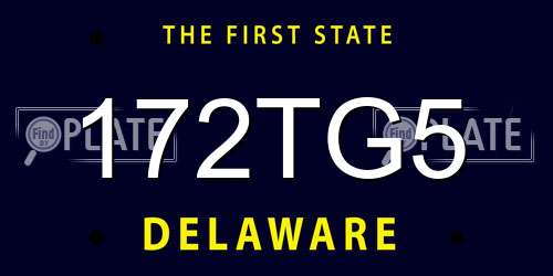 172TG5 Delaware License Plate