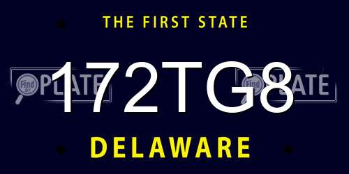 172TG8 Delaware License Plate