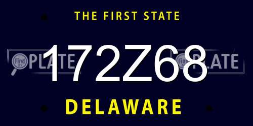 172Z68 Delaware License Plate