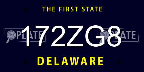 172ZG8 Delaware License Plate