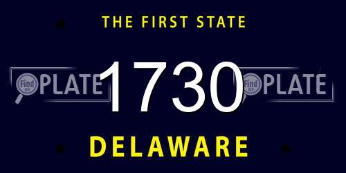 1730 Delaware License Plate