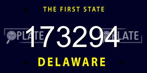173294 Delaware License Plate